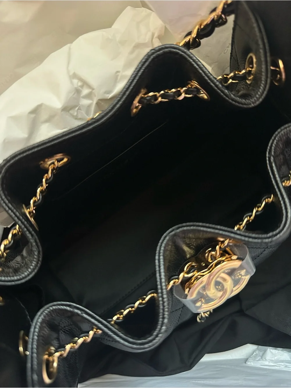CHANEL 25 mini Black Quilted Leather Shoulder Bag with shinny Gold hardware